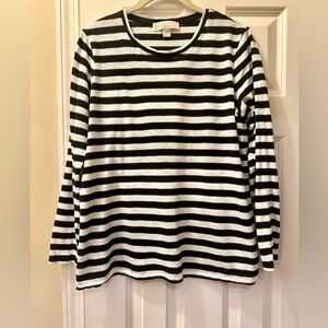 Michael Kors Black and Cream Striped Top